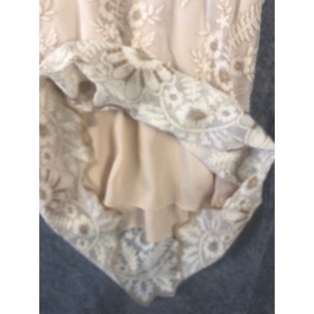 Lavender Brown Lace Hi Low Ivory Beige Strappy Lined Top Size Large - Picture 8 of 14